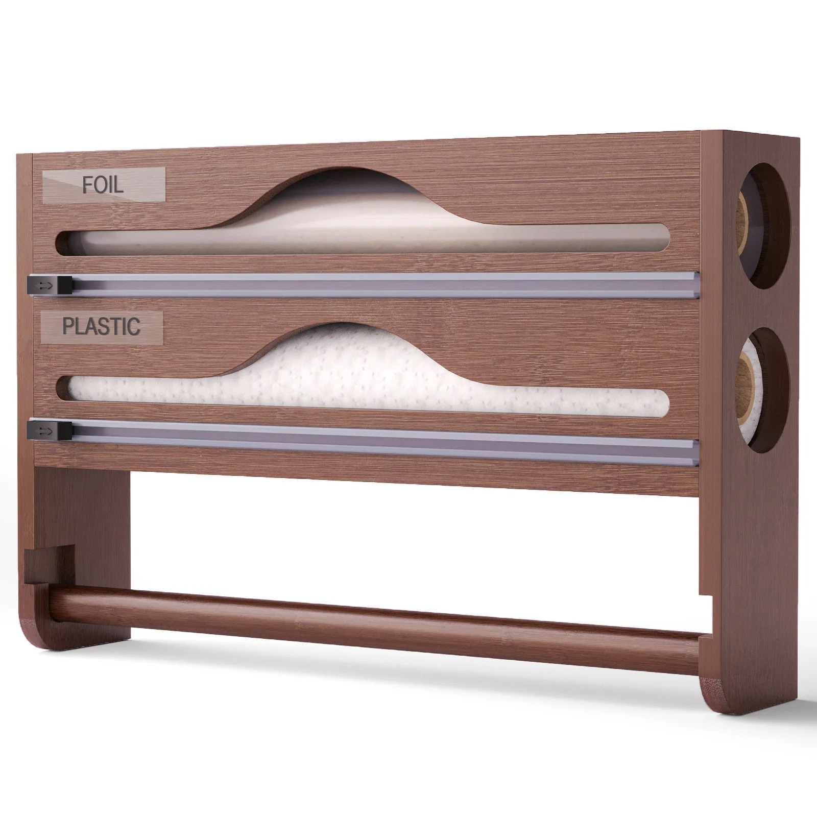 Keuken Bamboe Compartiment Vershoudfolie Tin Folie Cutter Box Keukenpapier Wandmontage Papieren Handdoek Keuken Organizer Accessoires: plum