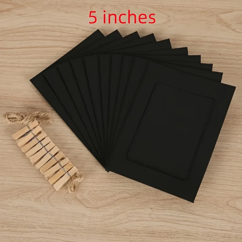 10pcs Photo Cardboard Picture Frame, DIY Paper Photo Frame With Wooden Clips, Wall Decoration, Bedroom decorative picture frame: PURPLE