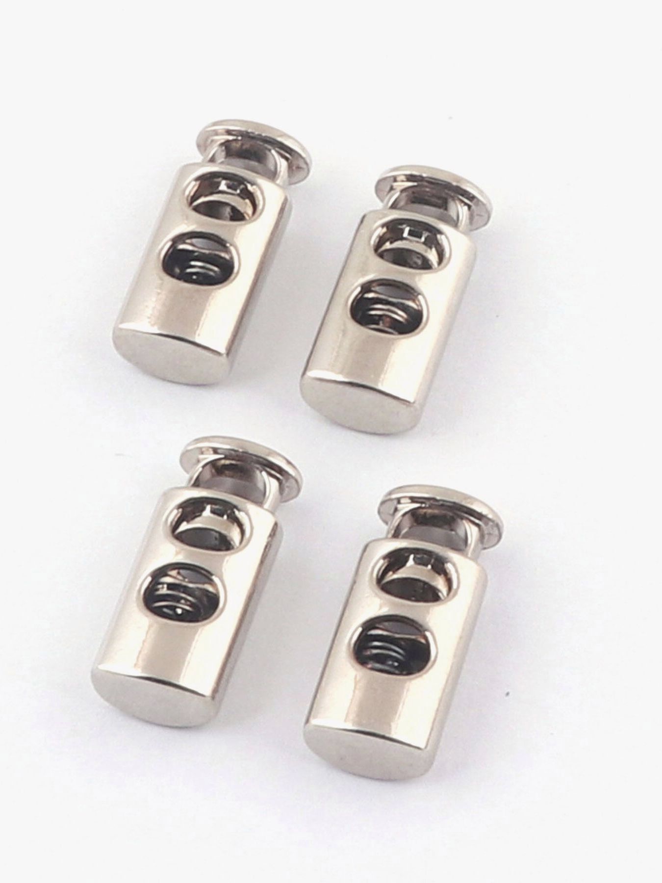 Metal Adjuster Elastic Cord Toggles Silver Toggle Cord Lock Double Barrel Spring Cord Toggle Double Hole Toggles Face Mask Toggl