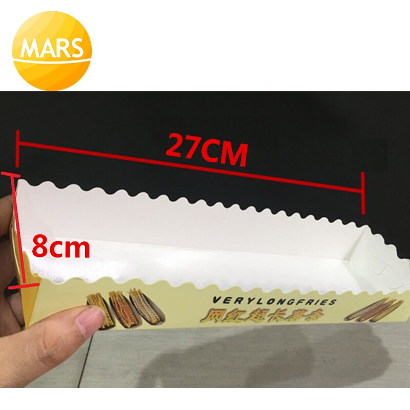 100 Stck/viel Längste Kartoffel Chips Verpackung Kasten/Footlong Kartoffel Chips Papier Kasten/Einweg Papier Kasten für 30mm Lange Französisch Frites