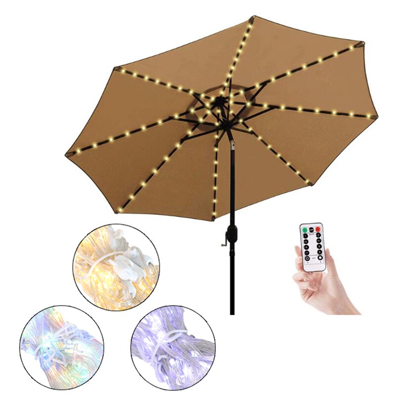 Outdoor Garden Umbrella LED Light Patio Sun Shade Beach Lawn Decoration