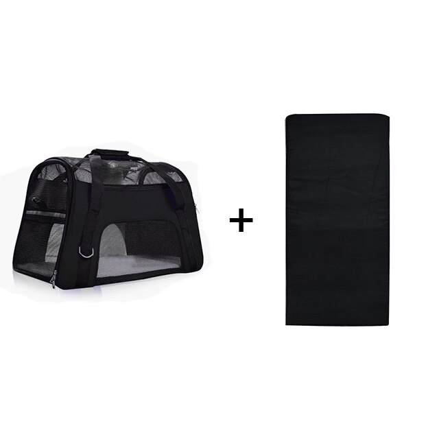 Hundväskor bärbar hundbärväska mesh ventilerande bärväskor för små hundar hopfällbara katter handväska resor husdjursväska transportväska: Svart / S
