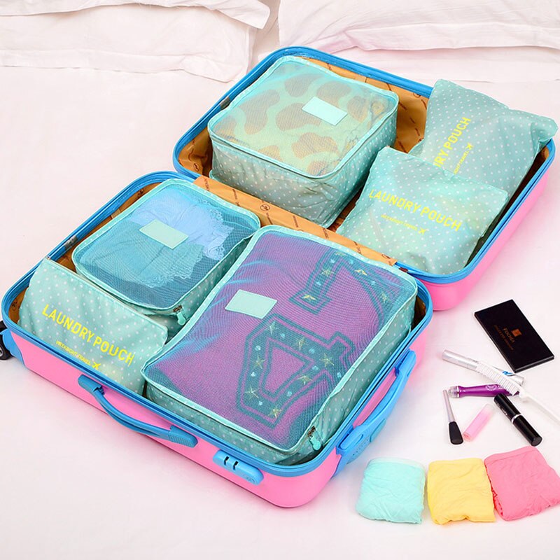 5SETS / LOT Oxford Fabric Travel Mesh Bags Luggage Organizer Packing Cube Organiser Travel Bags