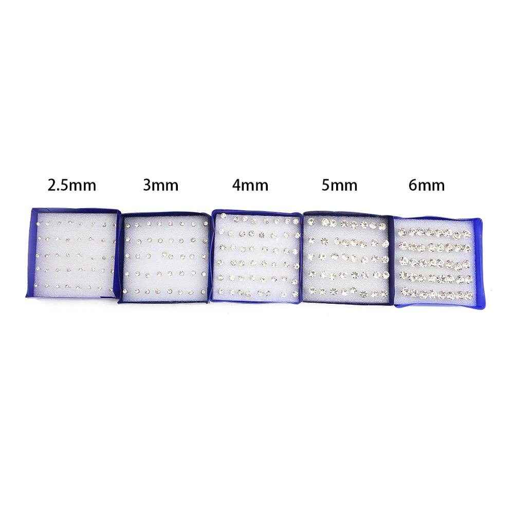 20 Paren/set White Crystal Stud Oorbellen Kleurrijke Mode Oorbel Voor Vrouwen Sieraden Strass Zilveren Kleur Piercing 2.5/3/4: White / 4mm