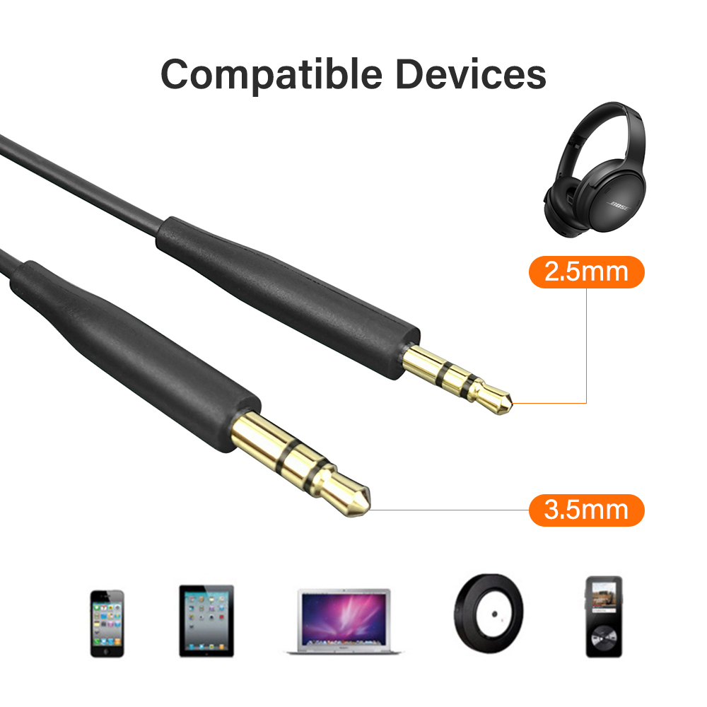Cable de Audio HIFI Jack de 2,5mm a 3,5mm para Bose QC25 QC35 OE2 OE2I AE2 AE2i AKG JBL Cable de auriculares adaptador TRS enchufe Cable auxiliar 1,5 m