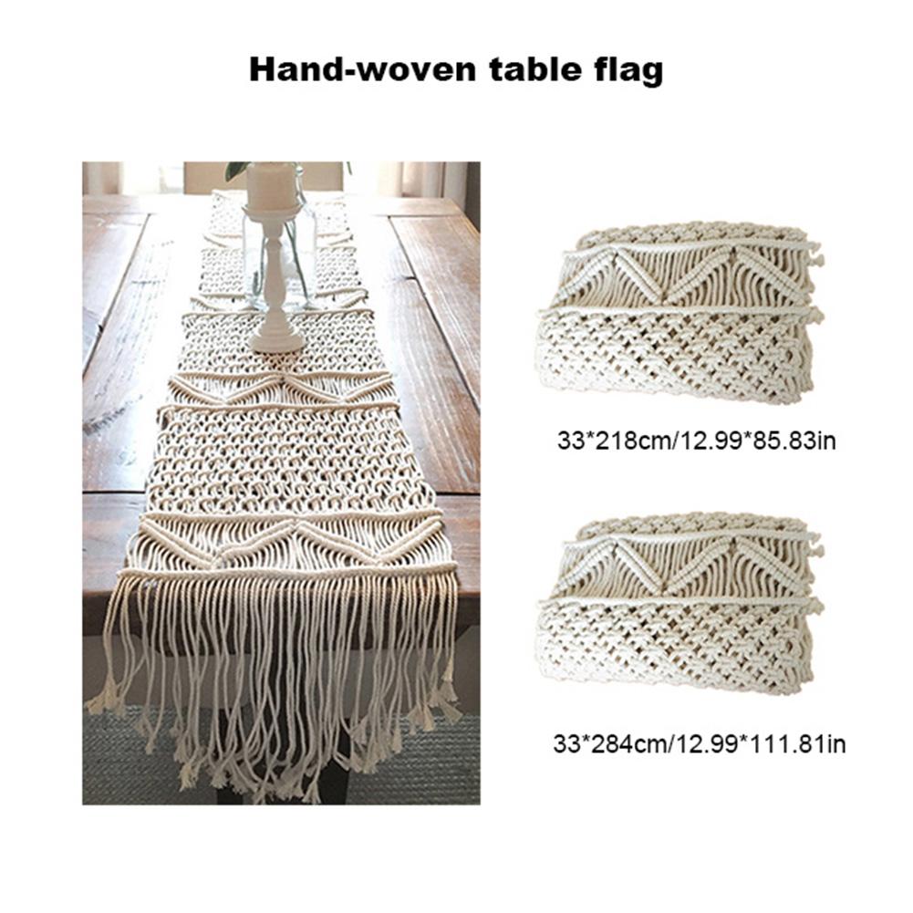 Bohemian Table Runner Handmade Table Bed Tapestry Hand-woven Macrame Table Runner With Tassels Wedding Party Home Decoration