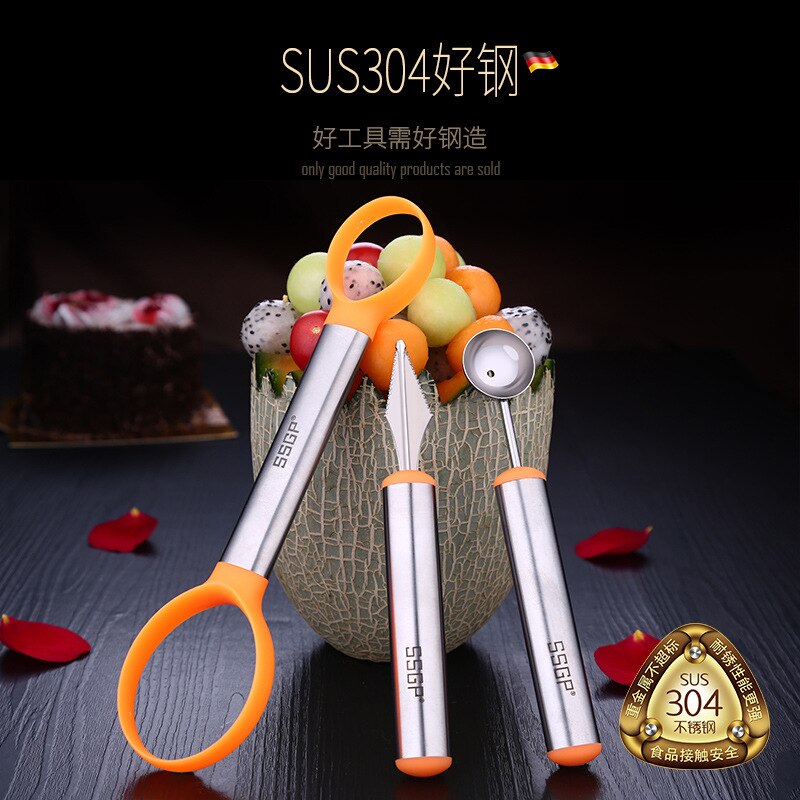 3pcs Fruit Carving Garnishing DIY Salad Tools Fruit Slicer Kit for Kitchen Fruit Vegetable Tools with Cutter Baller Peeler