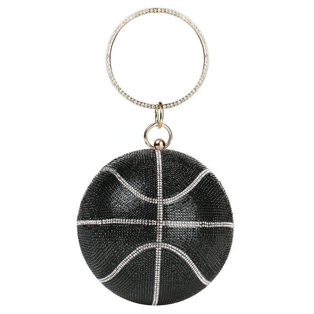 Bolsa de basquete diamante feminina, bolsa de mão de desenho bola de luxo para mulheres bolsas de festa e sacola feminina de ombro corrente bolsa de mão basquete: black