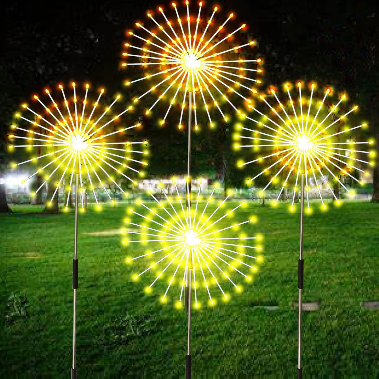 LED-Solar-Gartenleuchten für den Außenbereich, wasserdicht, Solar-Feuerwerk-Lichter zum Selbermachen für draußen, Bodenlampe, Rasen, Hof, Weg, Terrasse, Dekoration: Blau / Rot