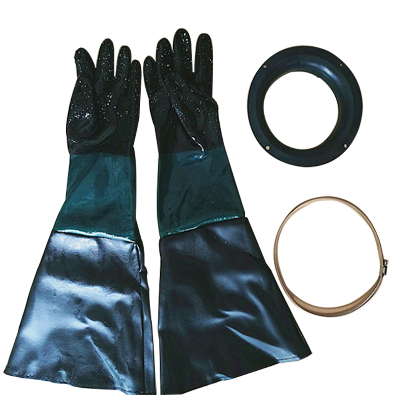 Guantes HOLDWIN de chorro de arena guante de chorro de arena de 60cm con partes de gabinete de chorro de arena de anillos O: 2 gloves and rings