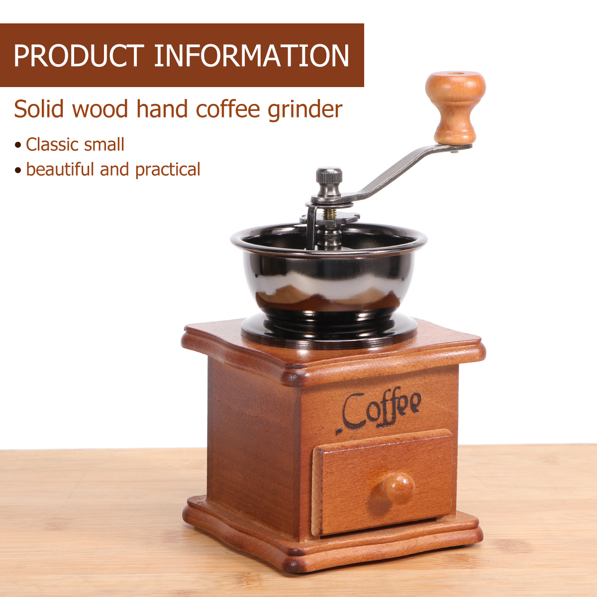 Holz Kaffeemühle Haushalt Hand Kurbel Kaffee Mühle Manuelle Kaffee Hersteller Küche Kaffee Zubehör für Heimat Einkaufen
