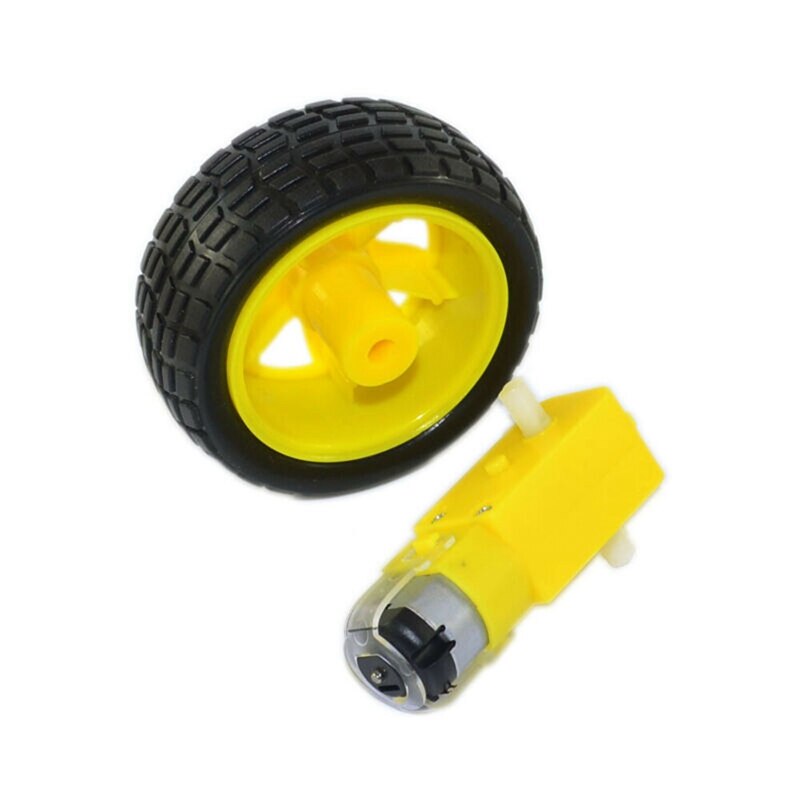 Rueda de neumático de plástico Robot con Motor de engranaje DC 3-6V 1/2/1 juego para Arduino