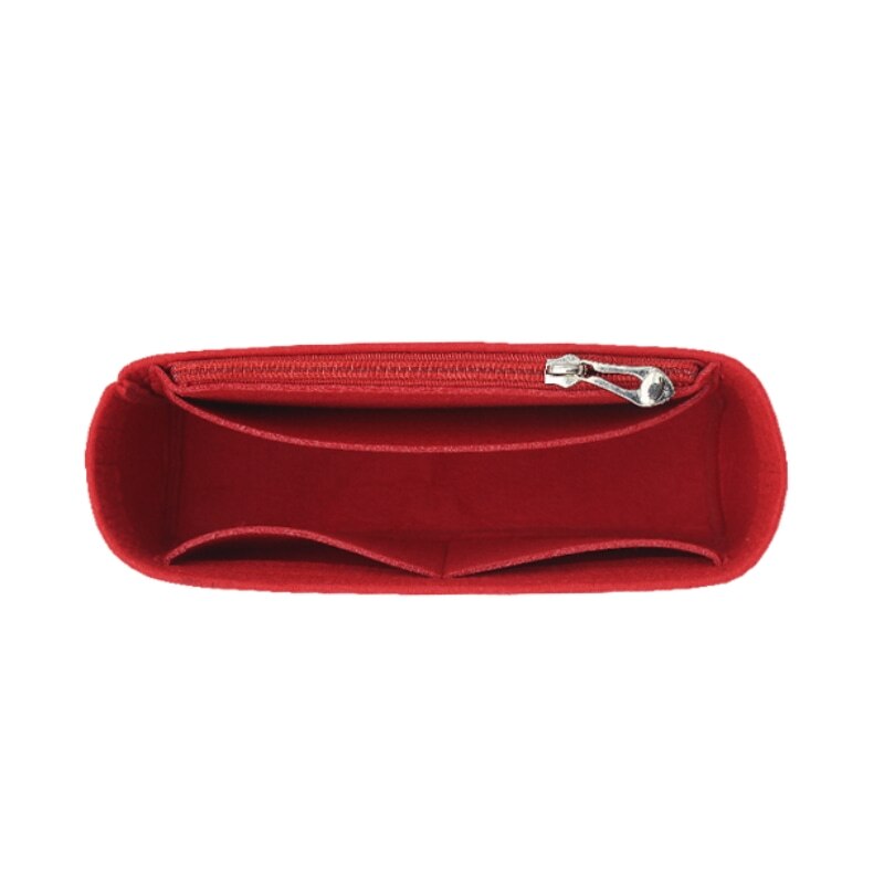 Fits For Pochette Passy Flap Felt Cloth Insert Bag Organizer Makeup Handbag Organizer Travel Inner Purse Portable Cosmetic Bags: zipper red