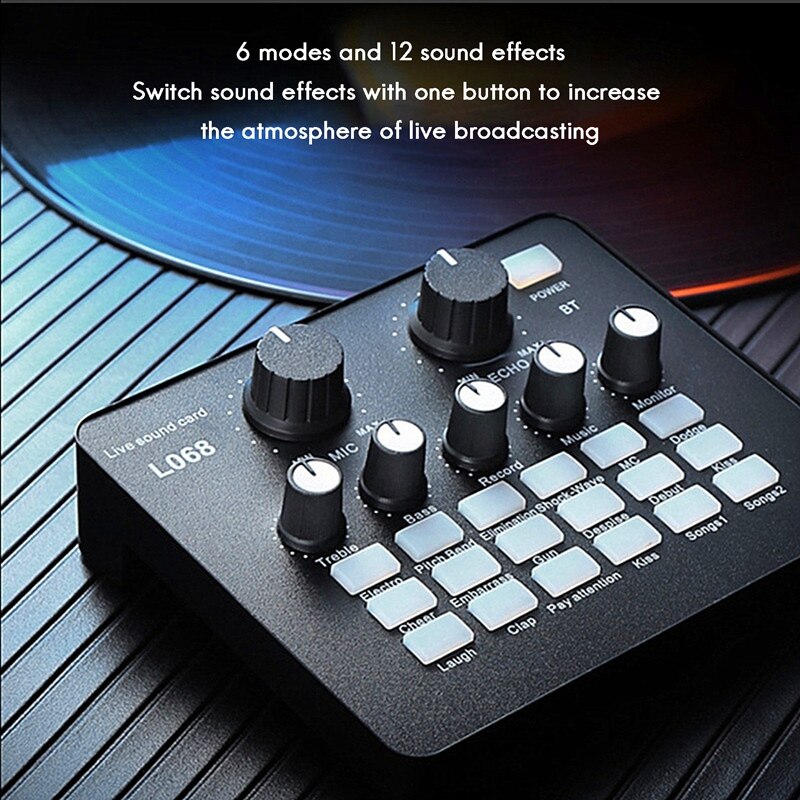 Sound Card Built-in Multiple Sound Effects USB Computer Sound Card for Smartphone / PC