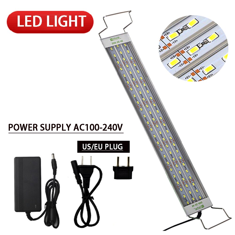 Lámpara acuática de aleación de aluminio para acuario, luz LED ultrafina de 18-65CM, ampliable, resistente al agua, lámpara de jardinería acuática
