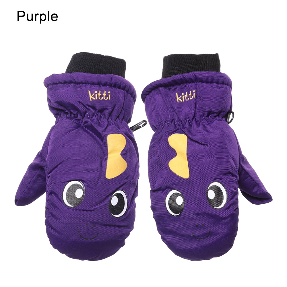 Enfants hiver gants de Ski garçons filles sport imperméable à l'eau coupe-vent anti-dérapant neige mitaines étendu poignet gants de Ski: 2-purple