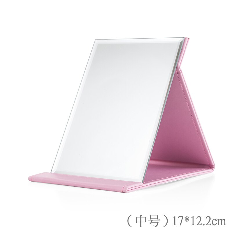 Espejo para maquillaje plegable, mesa portátil HD para dormitorio de estudiantes, Princesa, tamaño femenino, espejo de tocador y escritorio ajustable: Medium pink