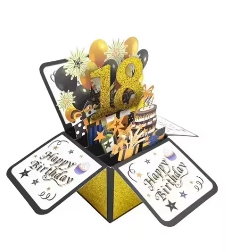 Happy Birthday Greeting Card With Envelope 3D Box 18th/30th/40th50th/60th Years Old Birthday Wishes Message Card Party: light green