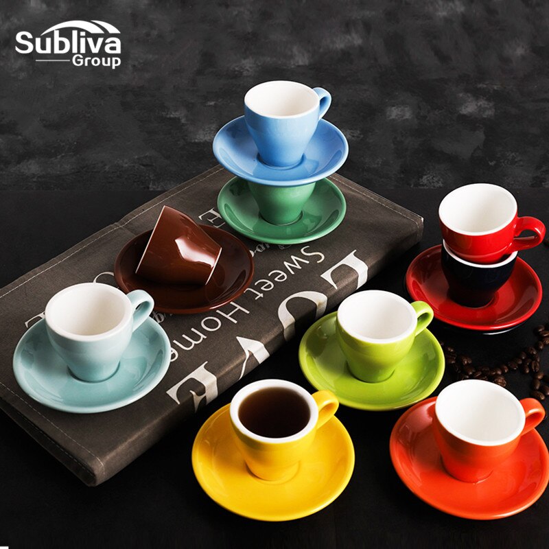 80ml high-grade ceramic coffee cups Coffee cup set Simple European style Mug Cappuccino flower cups Latte