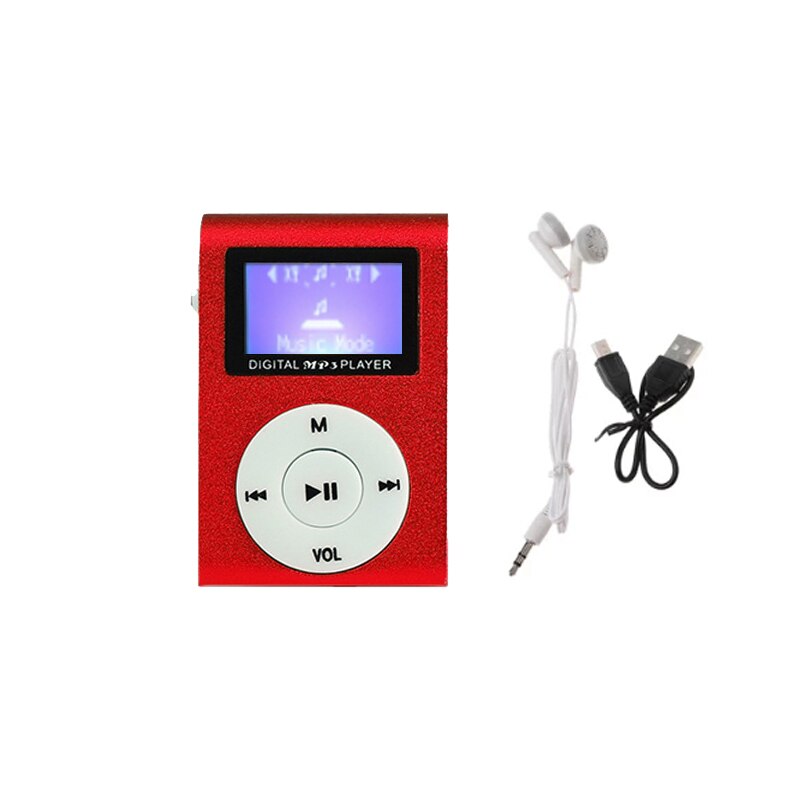 Reproductor de MP3 deportivo con pantalla LCD, Mini Clip de Metal, reproductor de música MP3 portátil Multicolor, compatible con tarjeta Micro TF/SD de 32GB
