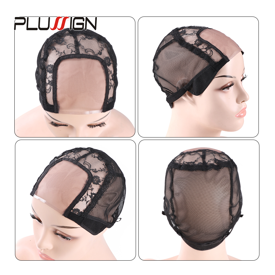 U Part Lace Front Wig Caps Make Your Own Beauty Wigs Ventilating Swiss Lace Cap Black Plussign Spandex Dome Cap Wig Accessories