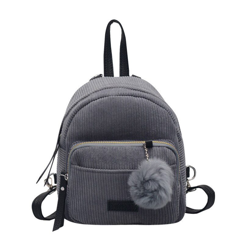 Women Mini Backpack Corduroy Small Crossbody Bag For Teenage Girl Striped Soft Cloth Fabric Shoulder Bag Ladies Kids Phone Purse: Deep Gray