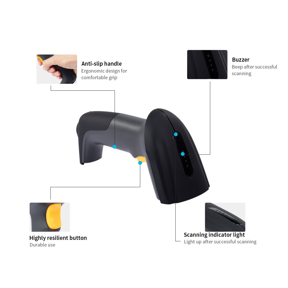 Wired 1D QR 2D Barcode Scanner USB Wired Bar Code Reader CCD Data Matrix Barcode Image Auto Scanning for Warehourse Payment