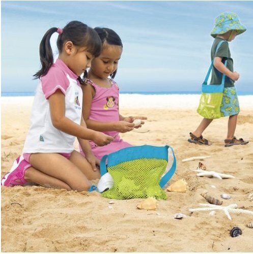 2 stykker / parti -24 x 25 cm børnelegetøj skal samle gitter strandtaske - mesh rygsæk hold dig væk fra sand legetøjs opbevaringspose: Grøn 25cm