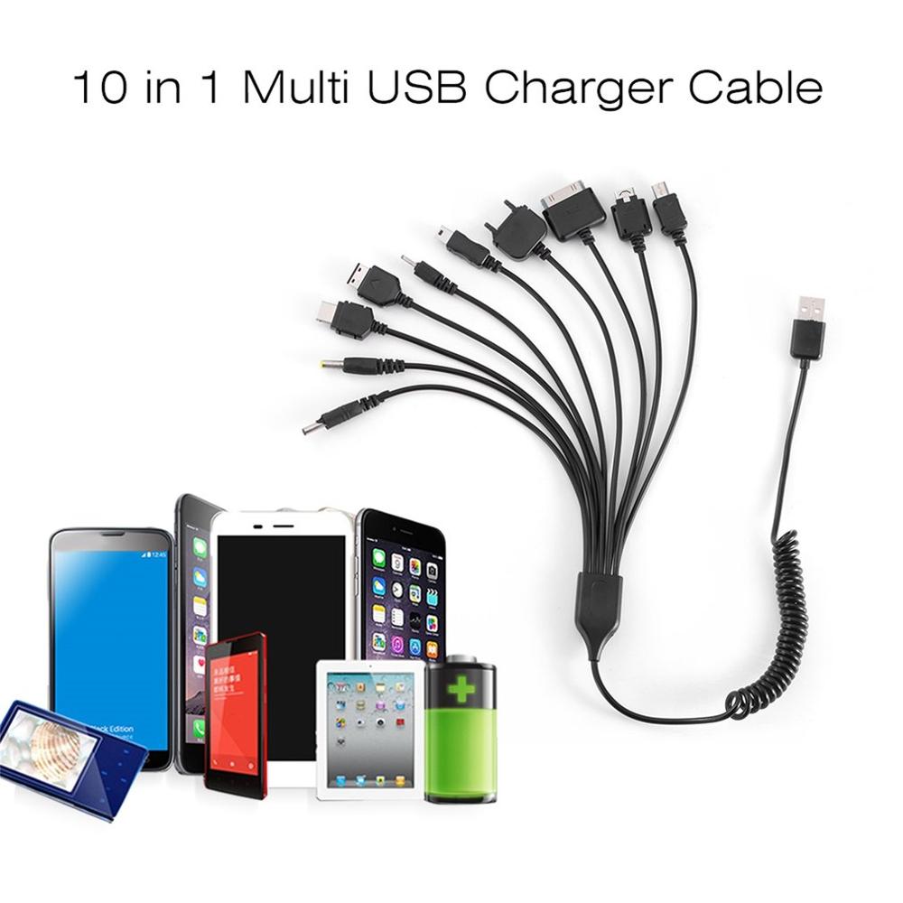 Draagbare smartphone universele usb oplaadkabel 10 in 1 multifunctionele lichtgewicht intrekbare kabel