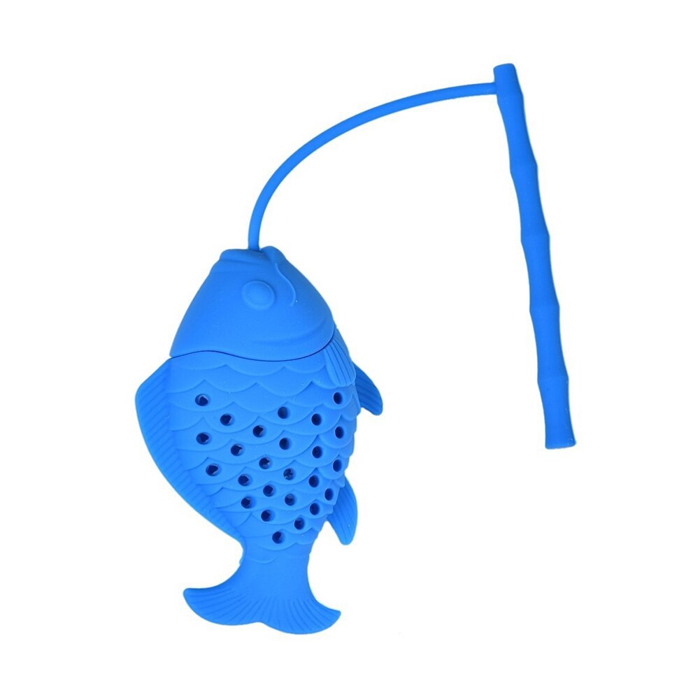 Fisk silikon infuser teblad sil filter diffuser köksredskap: Blå
