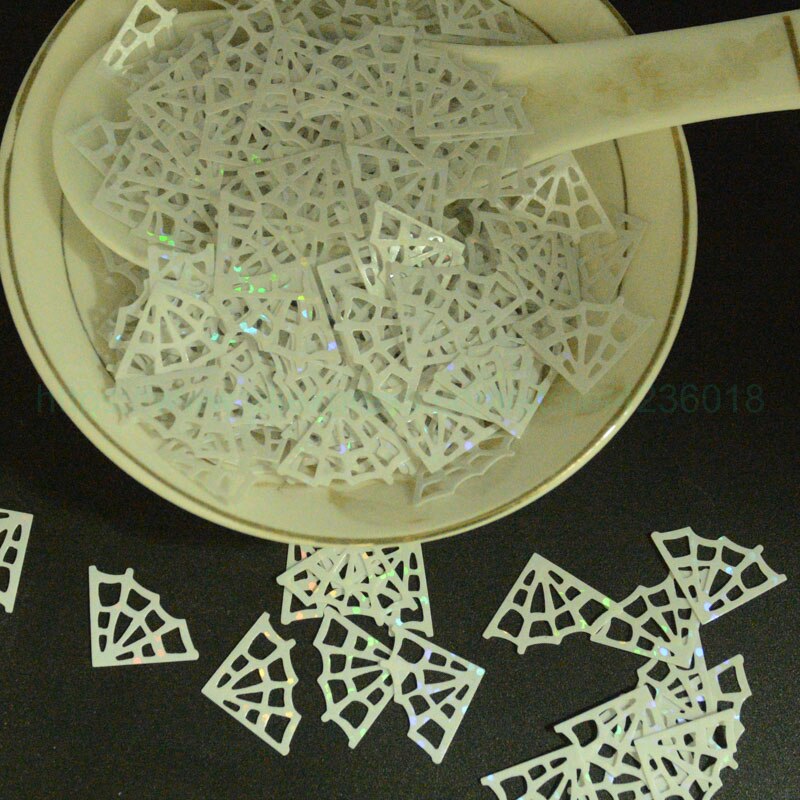 25g losse pailletten in de vorm van een spinnenweb van pvc voor knutselwerkjes 18*26mm plakboekdecoratie, doe-het-zelfaccessoires: Laserwit