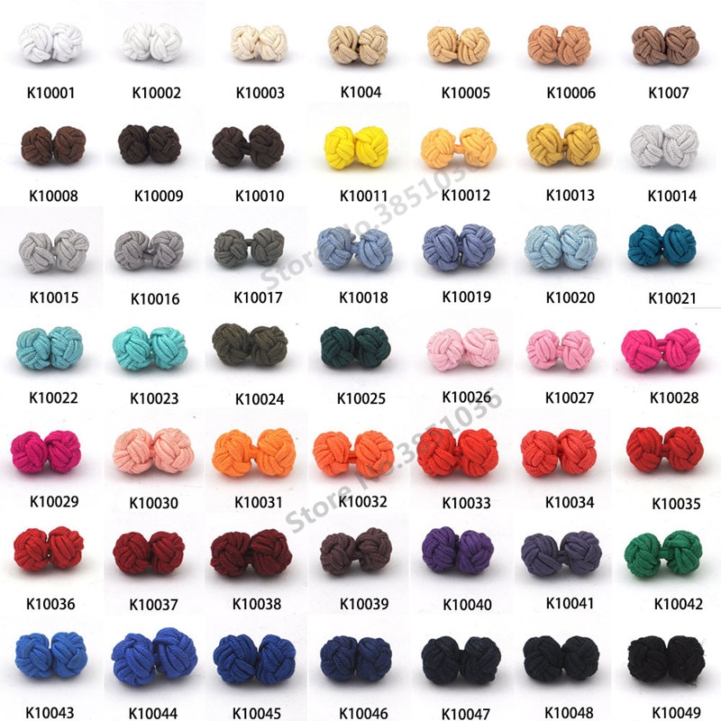 10 pairs/lot Silk Knot Cufflinks Upscale Men's Classic Double Rope Ball Knot Shape Cuff Links Handmade Silk Knots Cuff Link