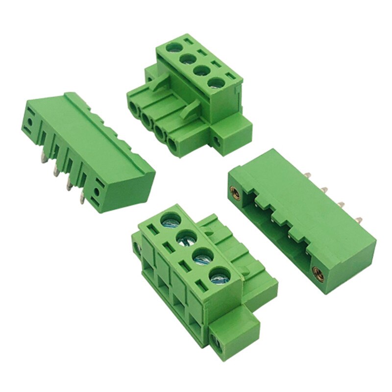 5sets 5.08mm Pluggable PCB Screw Terminal Block Connector 5.08 2/3/4/5/6/7/8P Male/Female Straight Curved Needle Whit Flange