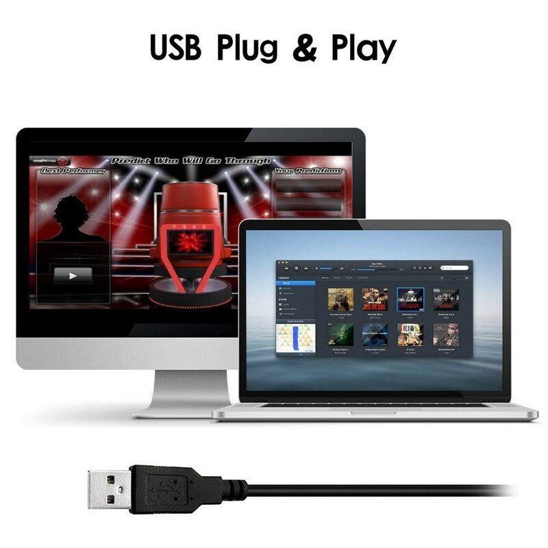 Usb-mikrofon plug and play-hemstudio rundstrålande mikrofon lämplig för stationär/laptop/dator/notebook