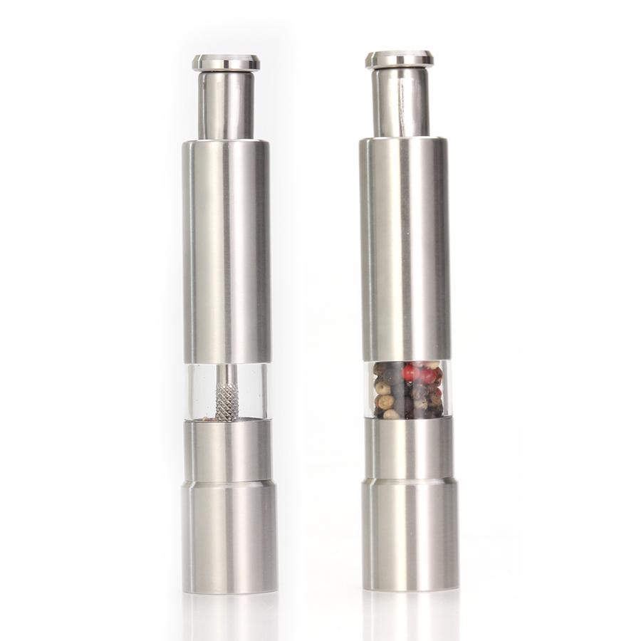 Leeseph Pepper Grinder, Stainless steel manual hand thumb press grinder mills for fresh seasoning