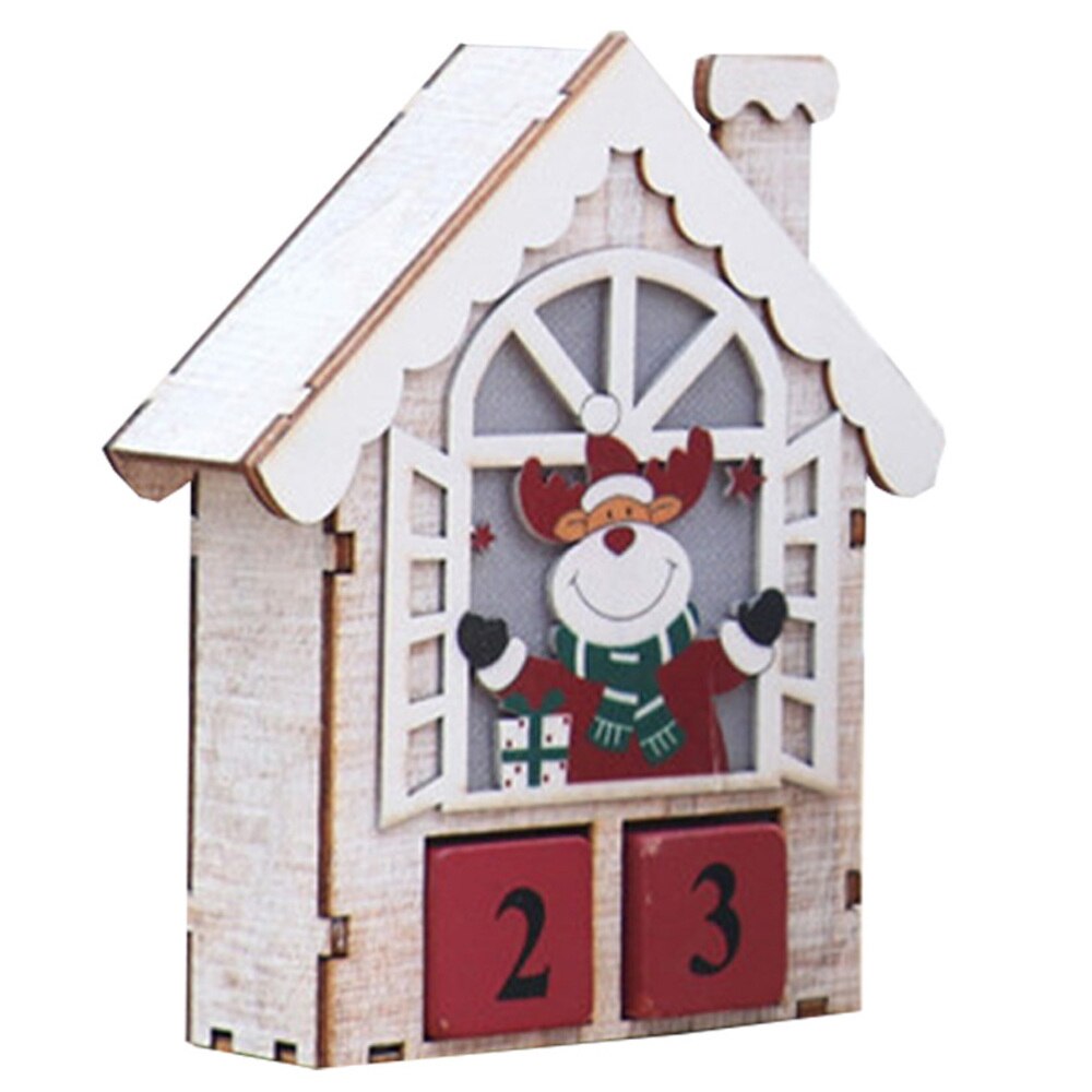 1pc træ nedtællingskalender stereo julekalender ornament uden batteri