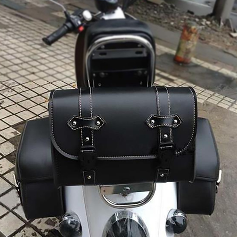 PU Leather Large Capacity Parts Side Bag Travel Racing Touring Motorcycle Saddlebag Accessories Seat Pouch Motobike Luggage