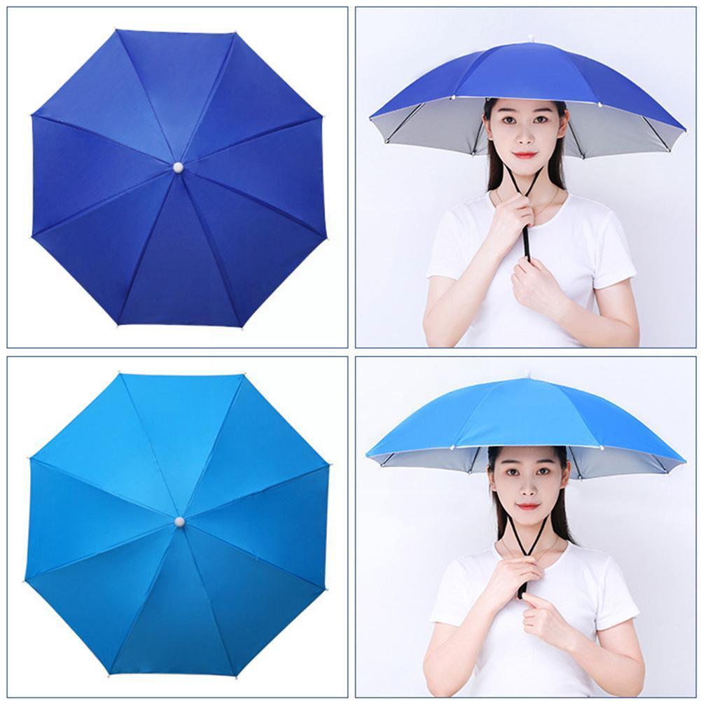 Portable Rain Umbrella Hat Foldable Outdoor Shade Beach Hats Hiking Wear Cap Waterproof Umbrella Fishing Campi A9i7