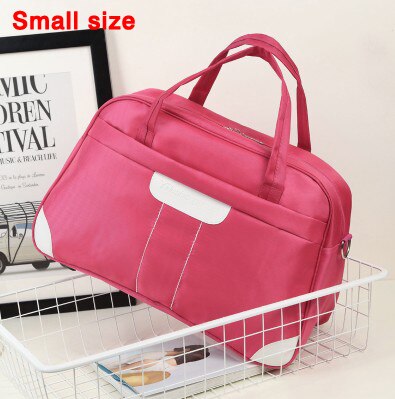 Women Travel Bag Large Capacity Waterproof Nylon Duffle Luggage Shoulder Bag Female Weekend Bags Multifunctional Travel Tote: rose red small