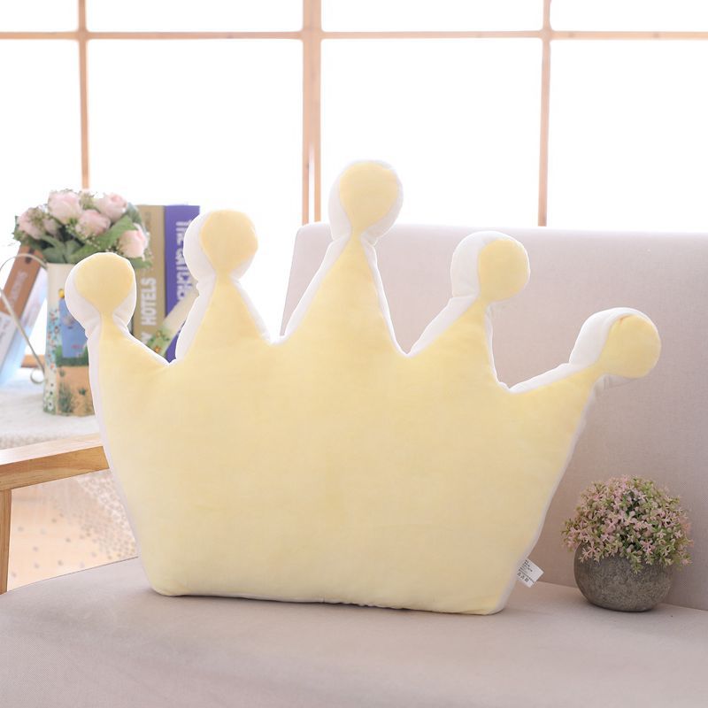 Kroneformet pude squishy trepunkts fem-punkts prinsesse prinsesse kronindretning plys sofestol lilla / gul / lyserød / grå: 5- gule