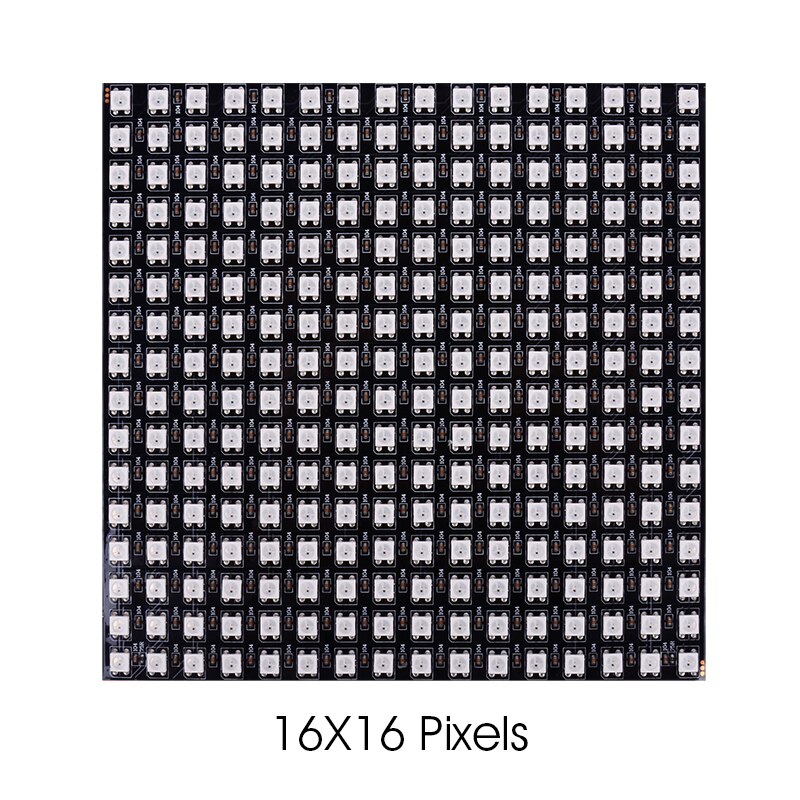 WS2812B RGB Flexible 16x16 Pixel Panel Matrix Screen ECO Led Module WS2812 IC Individually Addressable DC5V: 16X16