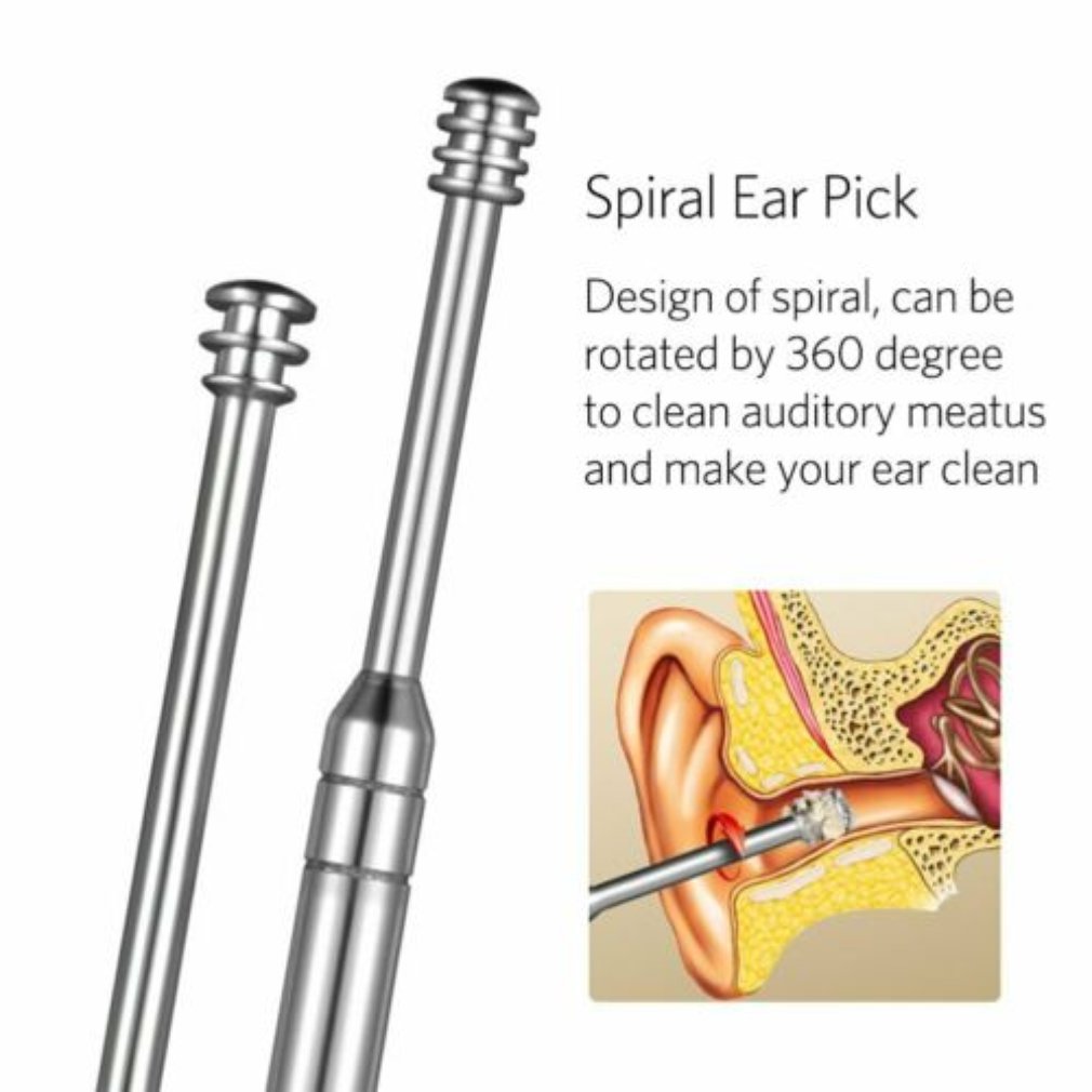 8pcs Ear Pick Cleaning Set Health Care Tool Ear Wax Remover Cleaner Ear Spoon Cleaning Ears Curette Kit
