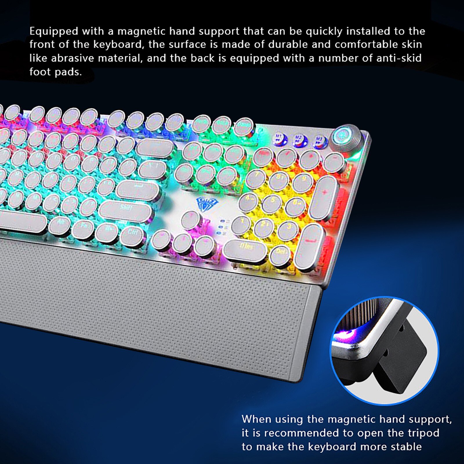 Steampunk Gaming Mechanical Keyboard Metal Panel Round Retro Keycap Backlit Wired Computer Peripherals For Desktop Laptop