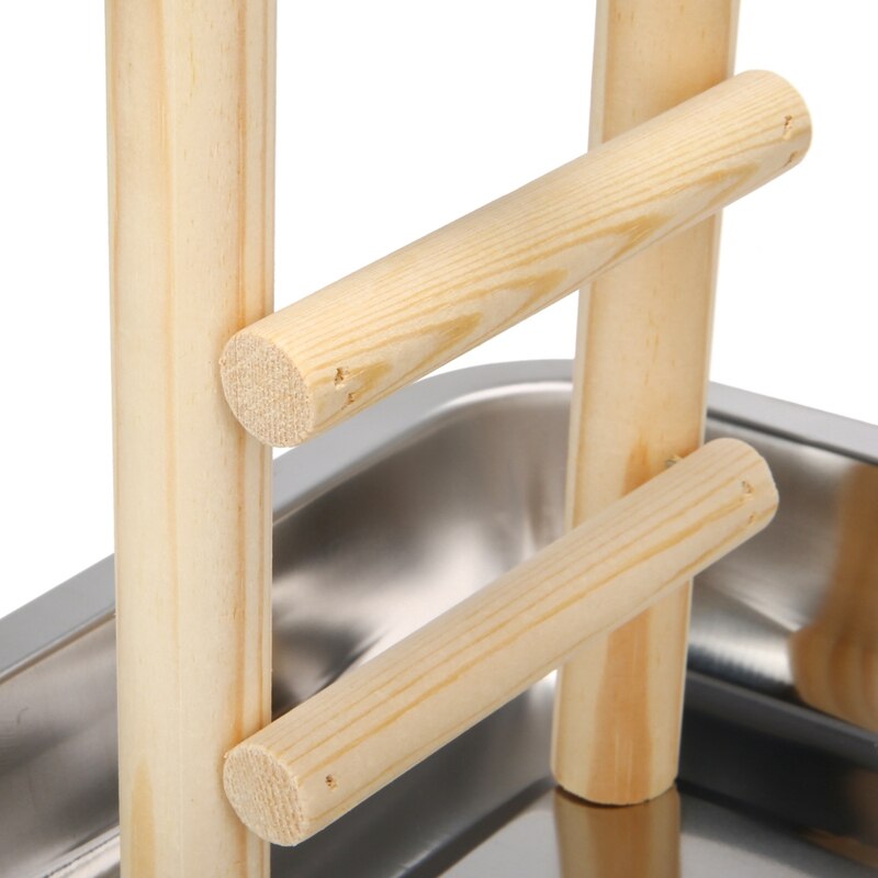 Træ legestativ og rustfrit stålbakke kæledyrsfugleramme station papegøjer legeplads aborre gymnastik træningsstand fugl behageligt legetøj