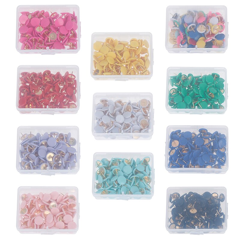 100pcs Round Shape Push Pins Thumb Tacks Notice Board Cork Paper Map Thumb Tacks Point Office binding supply