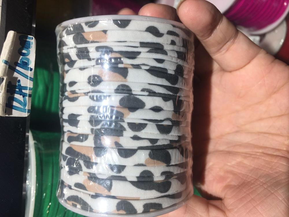 5mm 20meters / Spool gray/white Leopard Print Elastic lycra cord Stitched round lycra cord Lycra strip For DIY Jewelry Marking