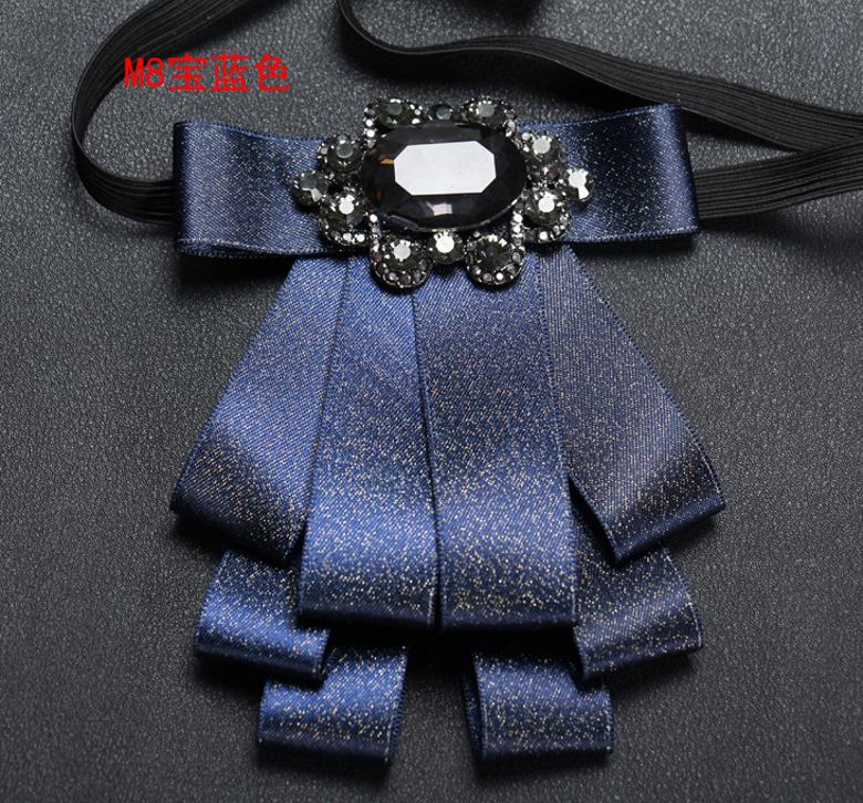 9 farve formelle mænds bånd dobbeltlags krave blomst bryllup gommen bånd slips: Blå