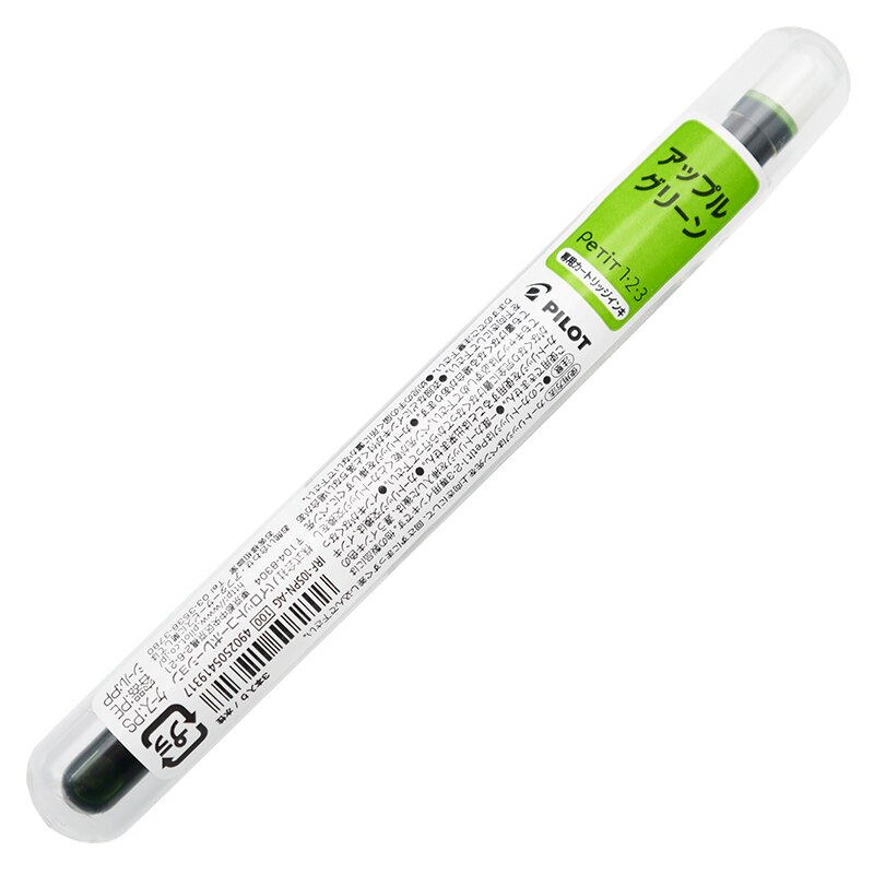 Kawaii pilotpenna spn -20 mini reservoarpenna fin spets 0.3mm genomskinlig färgglad bläck student skrivartillbehör barn wrting: 3 gröna patroner