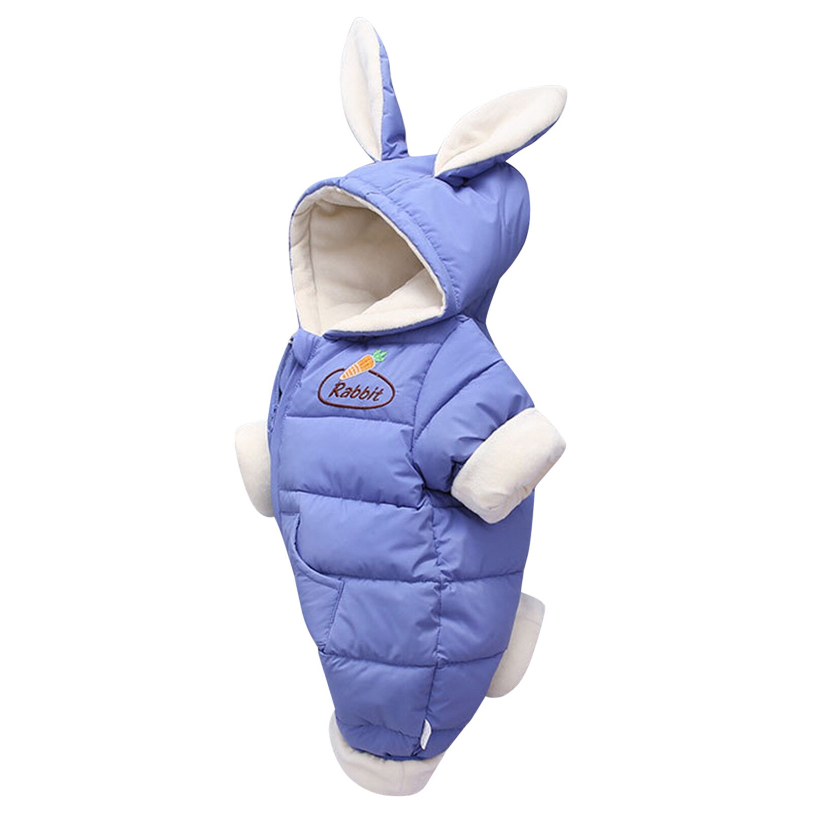 Newbor Baby Meisjes Jongens Romper Baby Winter Kleding Hooded Konijn Oor Dikke Jas Snowsuit Jumpsuit Kinderen Algehele 0-18M: Blauw / 12-18 Months