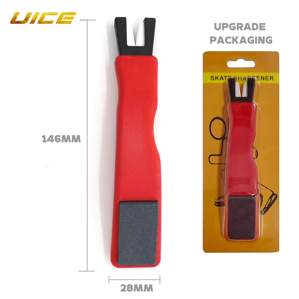 Afilador de cuchillas de borde de patín de hielo de mano, accesorios de Hockey, herramienta de piedra de afilar para patines de Hockey sobre hielo, hoja de patinaje: Rojo